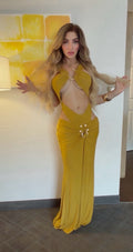Golden Goddess Cut-Out Maxi Dress