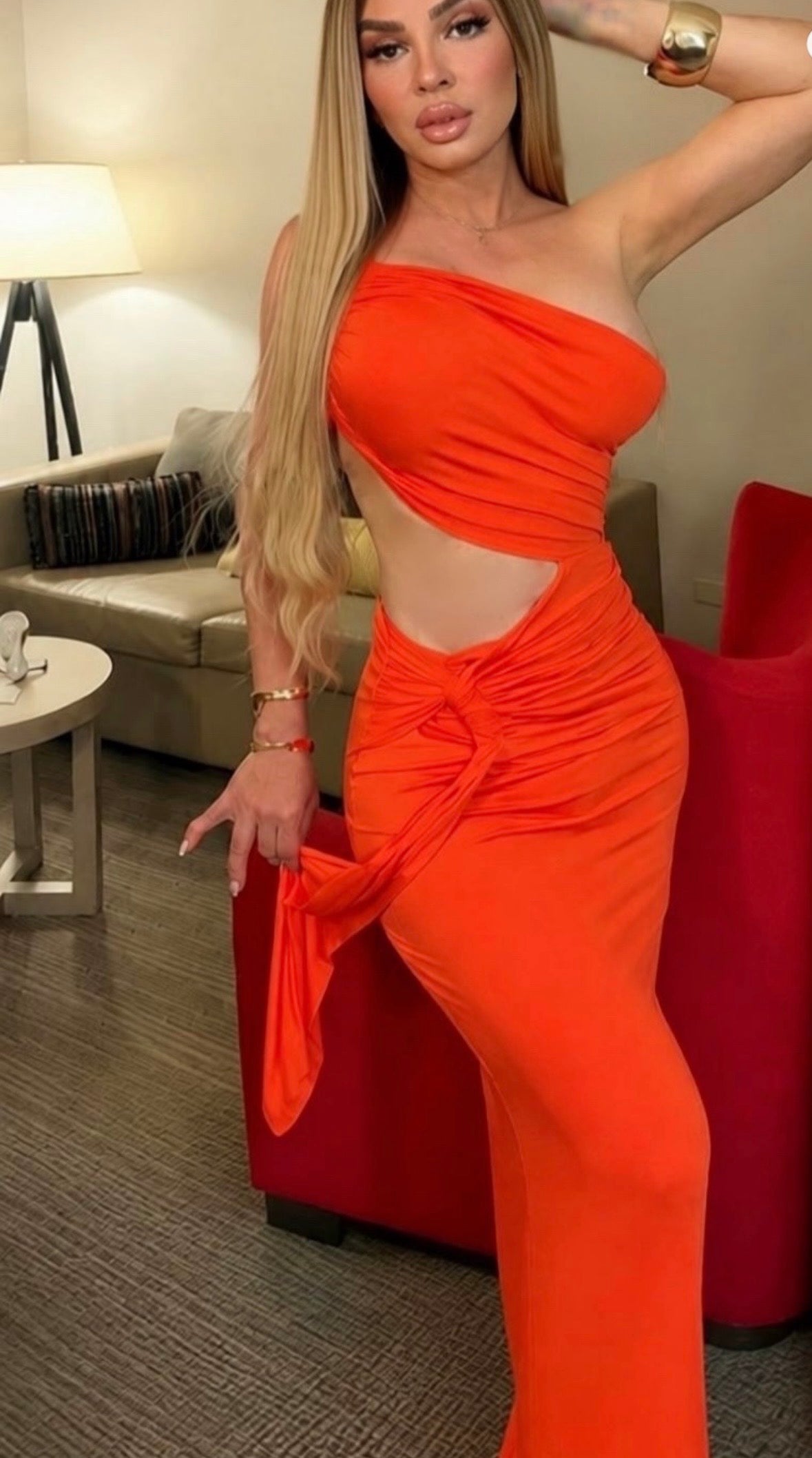 Luxe One-Shoulder Cut-Out Maxi Dress
