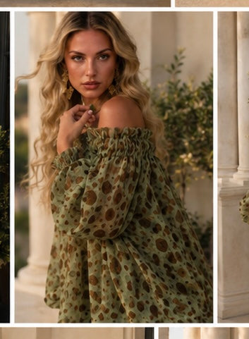 Olive Luxe Off-Shoulder Mini Dress