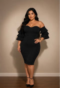 Tata Elegance Ruffle Sleeve Midi Dress