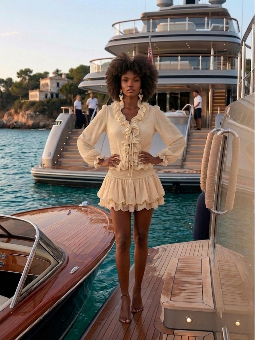 Paris Breeze Ruffle Mini Dress 2 pieces